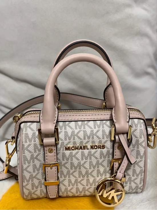 Michael Kors Handbags - Michael Kors Blush Pink MK Logo Mini Satchel